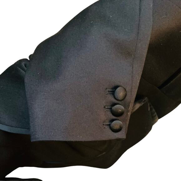 WHBM Black Tuxedo Style Doubled-Breasted Blazer Satin SZ 12 Cocktail Casual - Picture 5 of 10